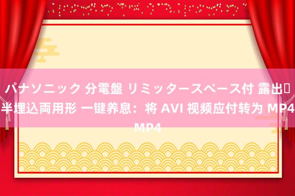 パナソニック 分電盤 リミッタースペース付 露出・半埋込両用形 一键养息：将 AVI 视频应付转为 MP4
