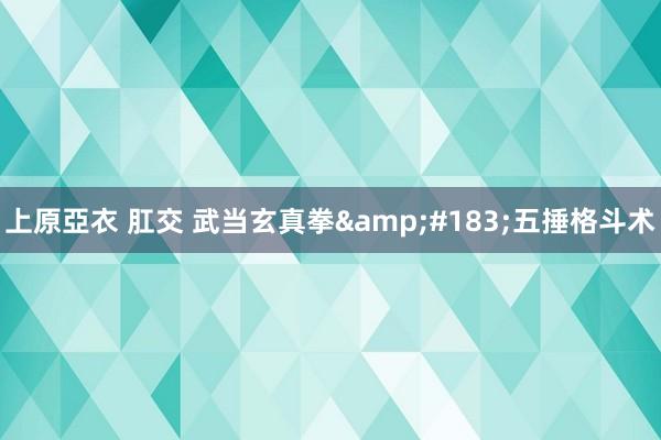 上原亞衣 肛交 武当玄真拳&#183;五捶格斗术