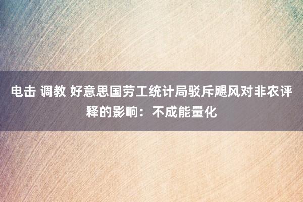 电击 调教 好意思国劳工统计局驳斥飓风对非农评释的影响：不成能量化