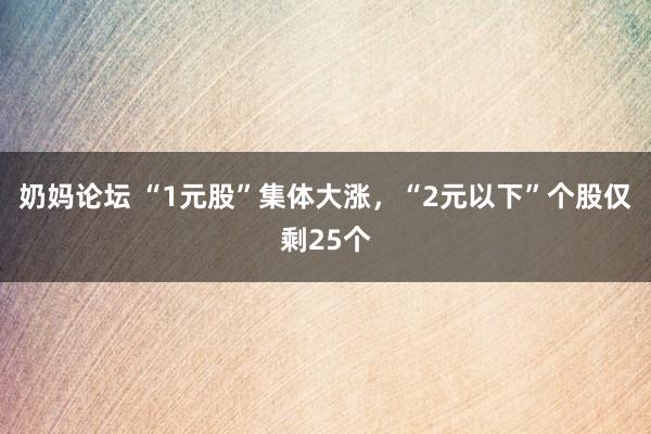 奶妈论坛 “1元股”集体大涨，“2元以下”个股仅剩25个