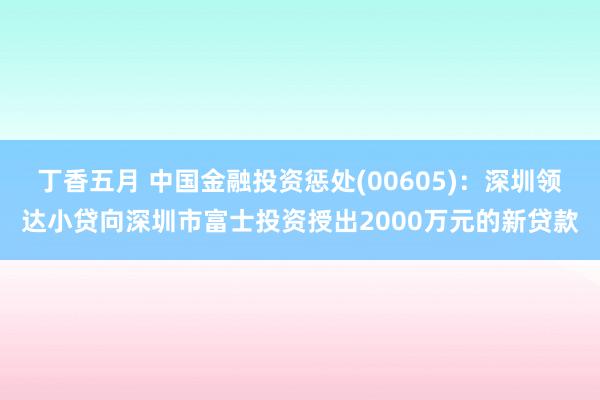 丁香五月 中国金融投资惩处(00605)：深圳领达小贷向深圳市富士投资授出2000万元的新贷款