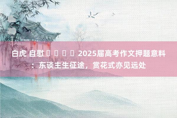 白虎 自慰 ​​​​2025届高考作文押题意料：东谈主生征途，赏花式亦见远处