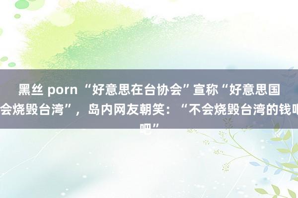 黑丝 porn “好意思在台协会”宣称“好意思国不会烧毁台湾”，岛内网友朝笑：“不会烧毁台湾的钱吧”