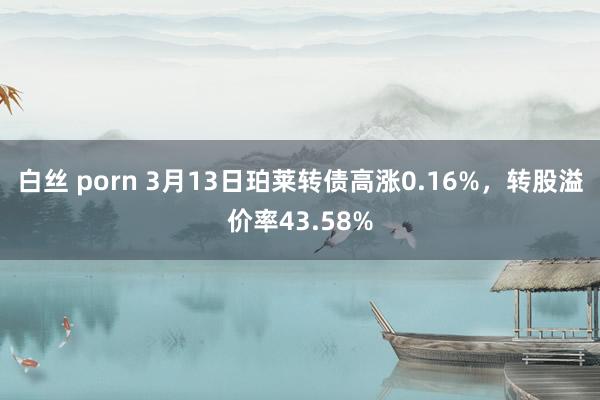 白丝 porn 3月13日珀莱转债高涨0.16%，转股溢价率43.58%