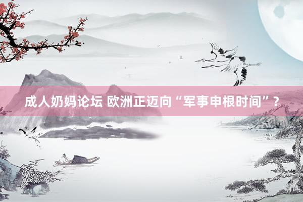 成人奶妈论坛 欧洲正迈向“军事申根时间”？