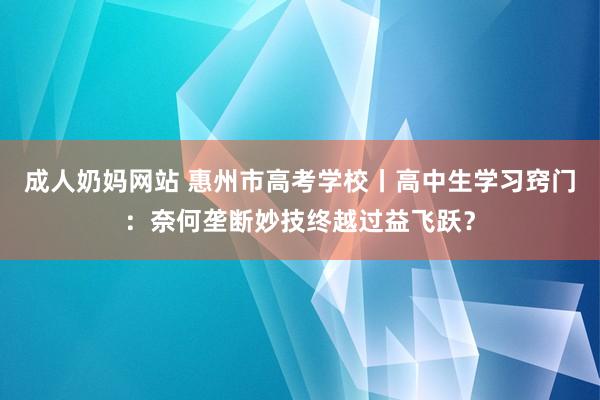成人奶妈网站 惠州市高考学校丨高中生学习窍门：奈何垄断妙技终越过益飞跃？