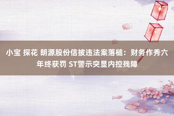 小宝 探花 朗源股份信披违法案落槌：财务作秀六年终获罚 ST警示突显内控残障