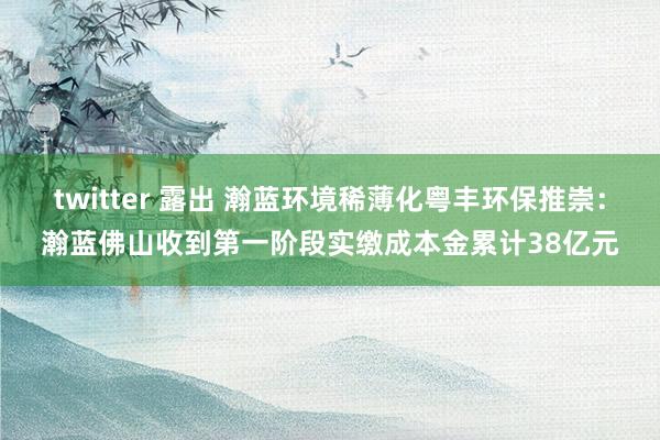 twitter 露出 瀚蓝环境稀薄化粤丰环保推崇：瀚蓝佛山收到第一阶段实缴成本金累计38亿元