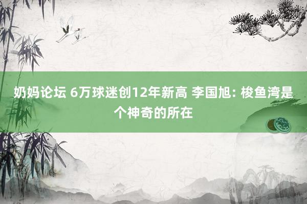 奶妈论坛 6万球迷创12年新高 李国旭: 梭鱼湾是个神奇的所在