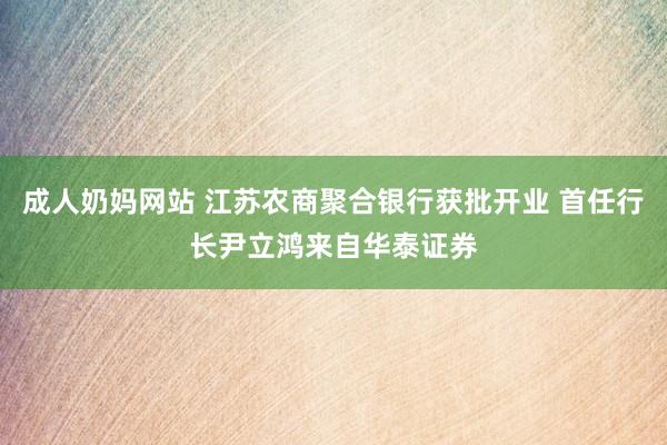 成人奶妈网站 江苏农商聚合银行获批开业 首任行长尹立鸿来自华泰证券