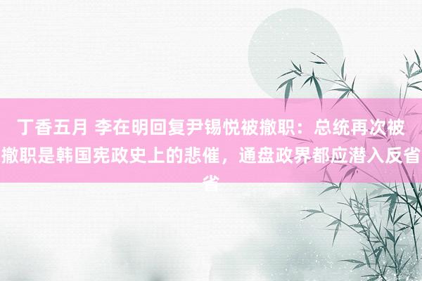 丁香五月 李在明回复尹锡悦被撤职：总统再次被撤职是韩国宪政史上的悲催，通盘政界都应潜入反省