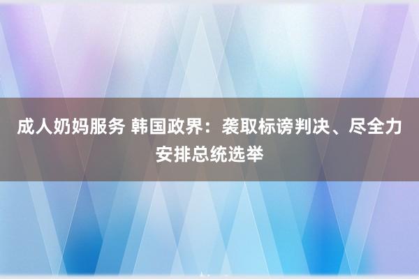 成人奶妈服务 韩国政界：袭取标谤判决、尽全力安排总统选举