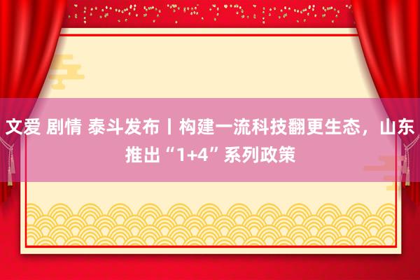 文爱 剧情 泰斗发布丨构建一流科技翻更生态，山东推出“1+4”系列政策