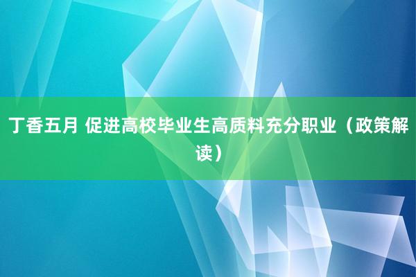 丁香五月 促进高校毕业生高质料充分职业（政策解读）