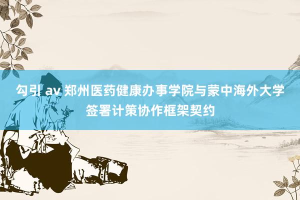 勾引 av 郑州医药健康办事学院与蒙中海外大学签署计策协作框架契约