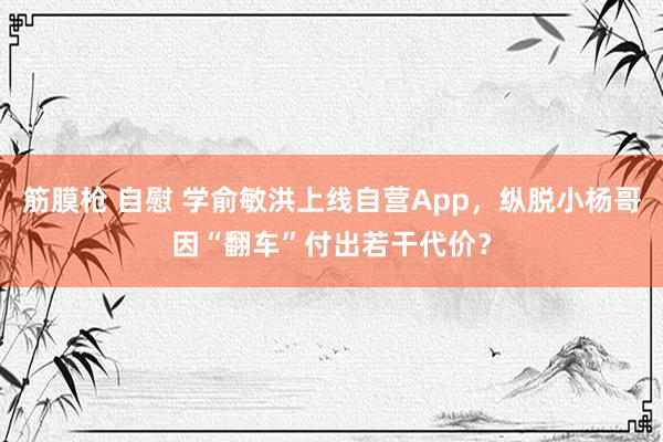 筋膜枪 自慰 学俞敏洪上线自营App，纵脱小杨哥因“翻车”付出若干代价？