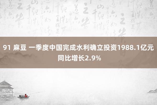 91 麻豆 一季度中国完成水利确立投资1988.1亿元 同比增长2.9%