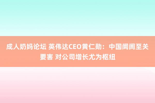 成人奶妈论坛 英伟达CEO黄仁勋：中国阛阓至关要害 对公司增长尤为枢纽