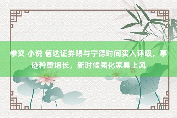 拳交 小说 信达证券赐与宁德时间买入评级，事迹矜重增长，新时候强化家具上风