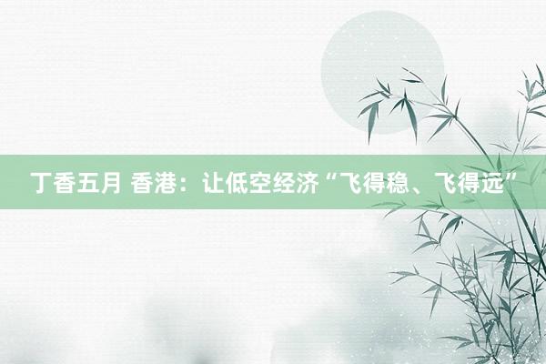 丁香五月 香港：让低空经济“飞得稳、飞得远”