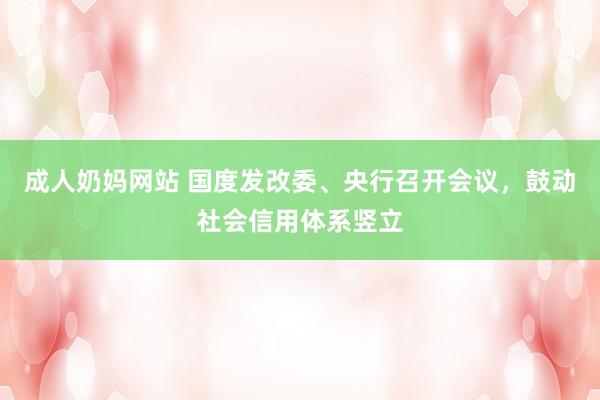 成人奶妈网站 国度发改委、央行召开会议，鼓动社会信用体系竖立