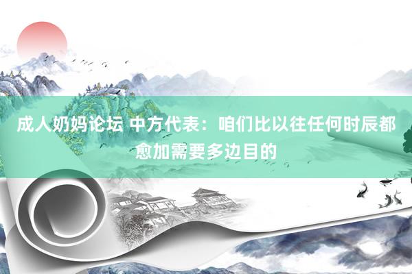 成人奶妈论坛 中方代表：咱们比以往任何时辰都愈加需要多边目的