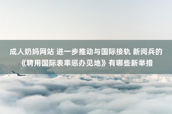 成人奶妈网站 进一步推动与国际接轨 新阅兵的《聘用国际表率惩办见地》有哪些新举措