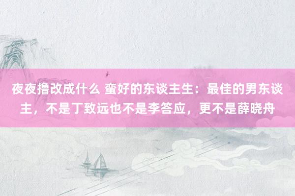 夜夜撸改成什么 蛮好的东谈主生：最佳的男东谈主，不是丁致远也不是李答应，更不是薛晓舟