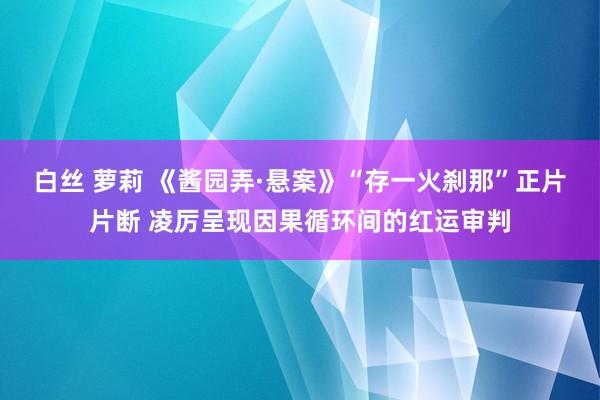 白丝 萝莉 《酱园弄·悬案》“存一火刹那”正片片断 凌厉呈现因果循环间的红运审判
